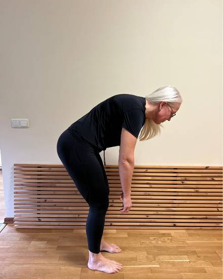 Katre before the programme, showing limited forward-bending range